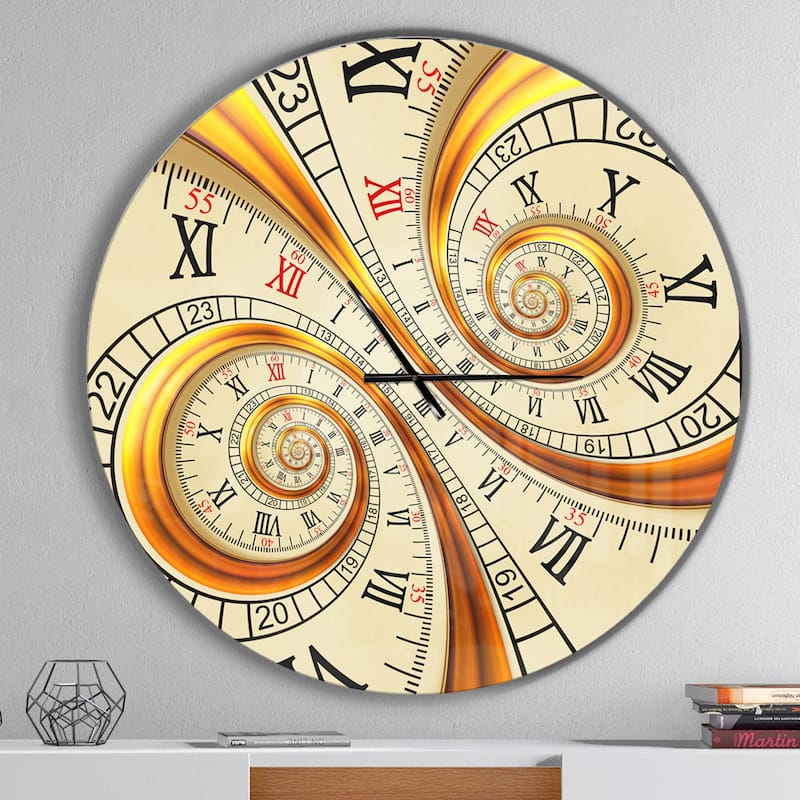 Designart 'Silver metal flower fractal' Oversized Contemporary Wall CLock