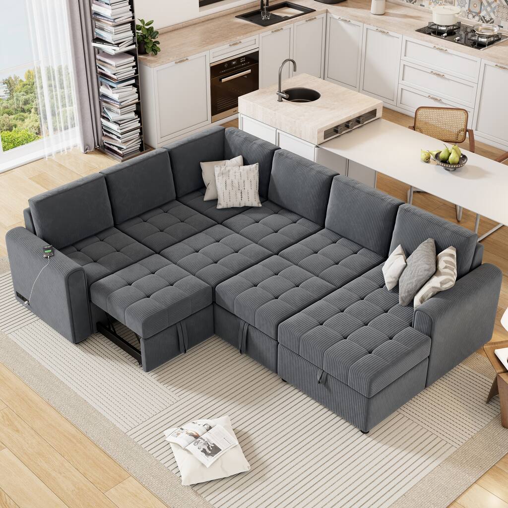 107.5" U-Shaped 5-Seater Sofa with Storage Chaise
