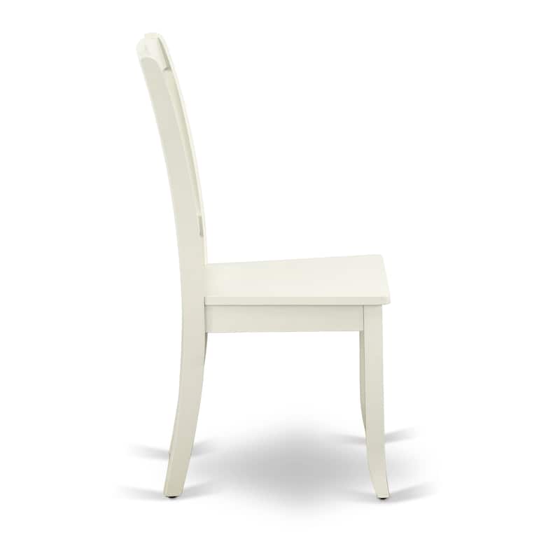 East West Furniture Kitchen Table Set- a Dining Table and Solid Wood Seat Chairs, Linen White(Pieces Options)