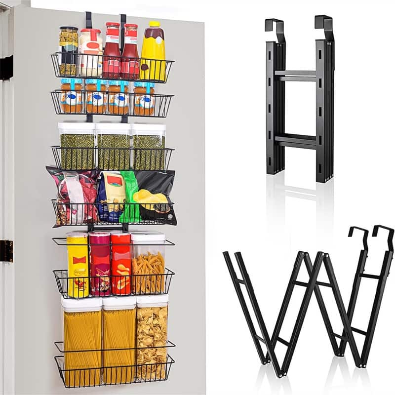 Over the Door Pantry Organizer 6-Tier - Foldable - 5.9"D x 16.1"W x 69.2"H