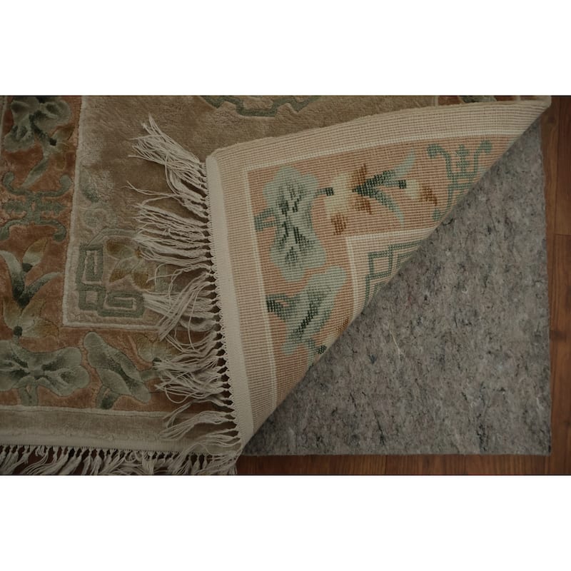 Hand Knotted Oriental 100% Silk Carpet Traditional Medallion Beige & Ivories Art Deco Area Rug - 3' 2'' X 2' 1''