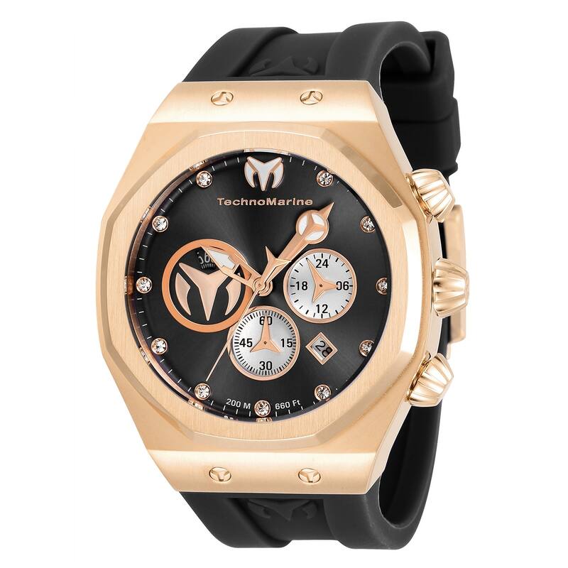 Technomarine Men's TM-520004 Reef Quartz Chronograph Black, Silver, Rose Gold Dial Watch