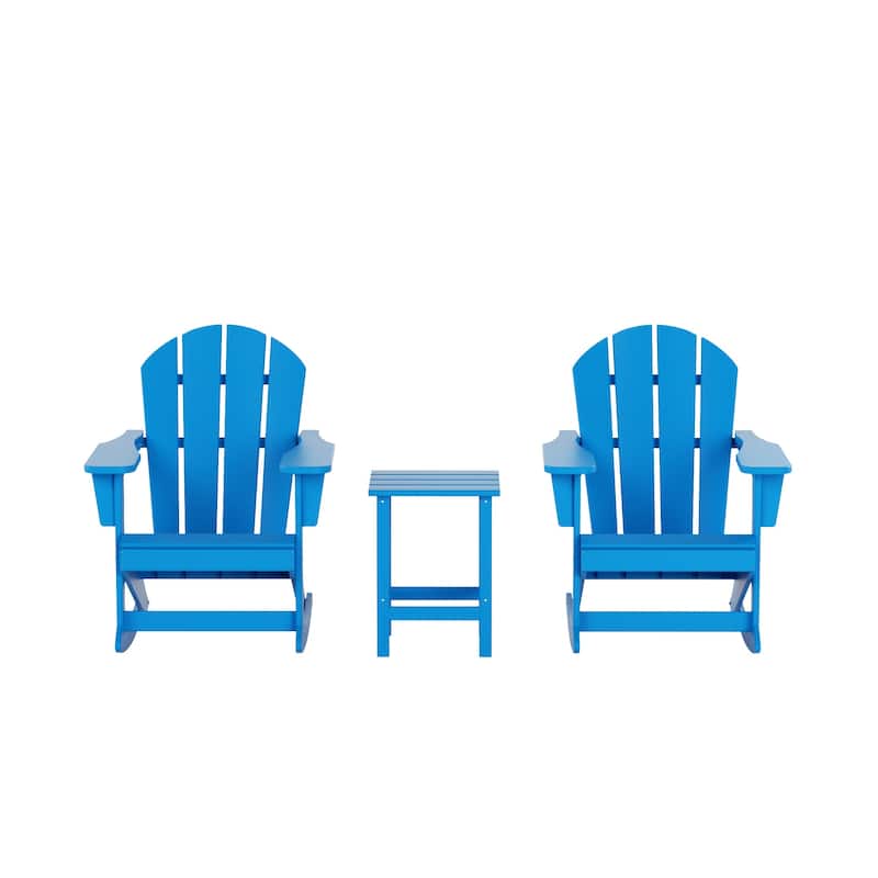 Polytrends Laguna Hdpe All Weather Outdoor Patio Rocking Chairs With Side Table (3-Piece Set)