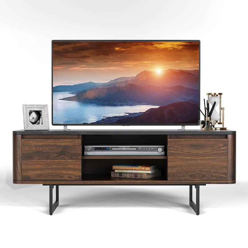Costway TV Stand Entertainment Media Console w/ 2 Cabinets & - 47.5'' x 16'' x 18''