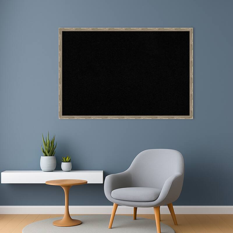 Mila Dark Silver Wood Framed Cork Board - Bulletin Board, Organization Board, Pin Board