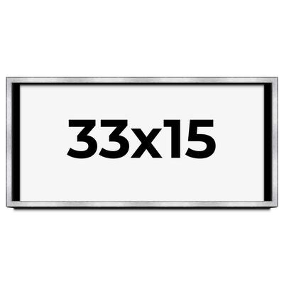 33x15 Shadow Box Frame Silver | 1.375 Inches Deep Real Wood