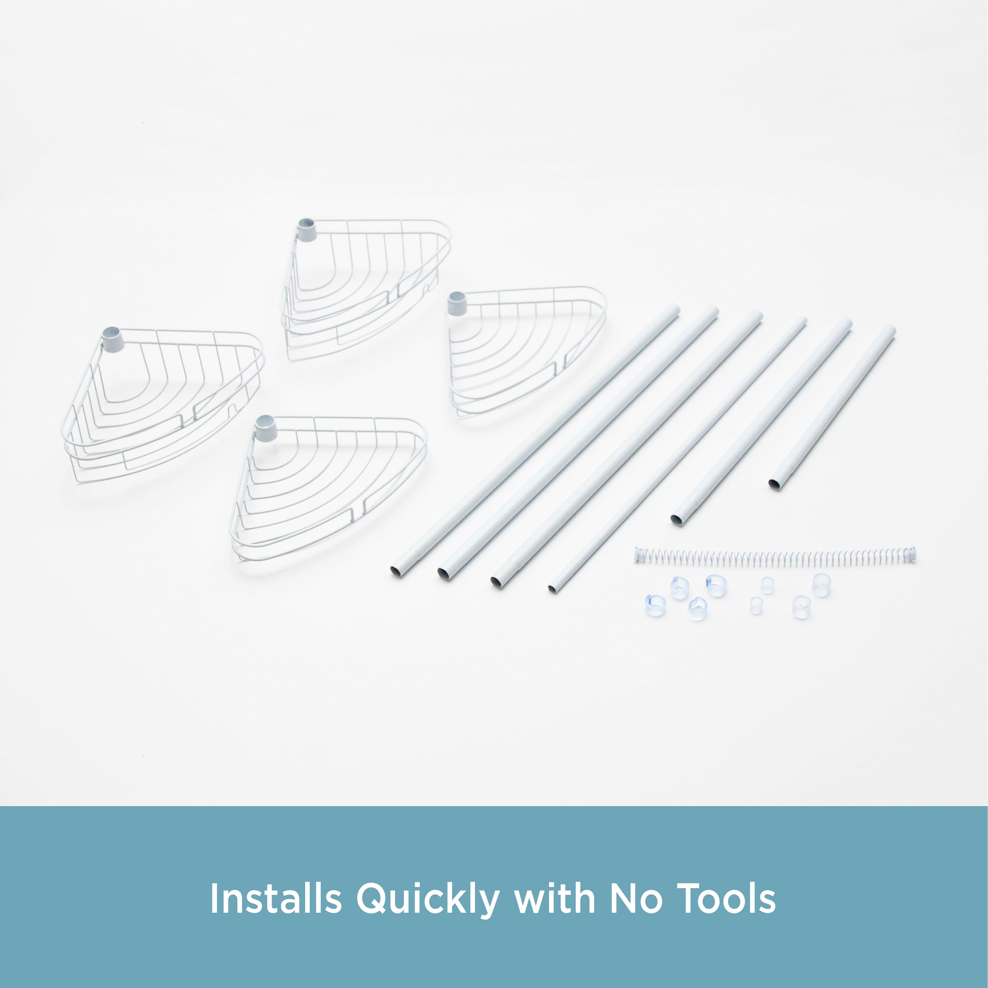 Kenney® 4Tier Spring Tension Shower Corner Pole Caddy with Razor