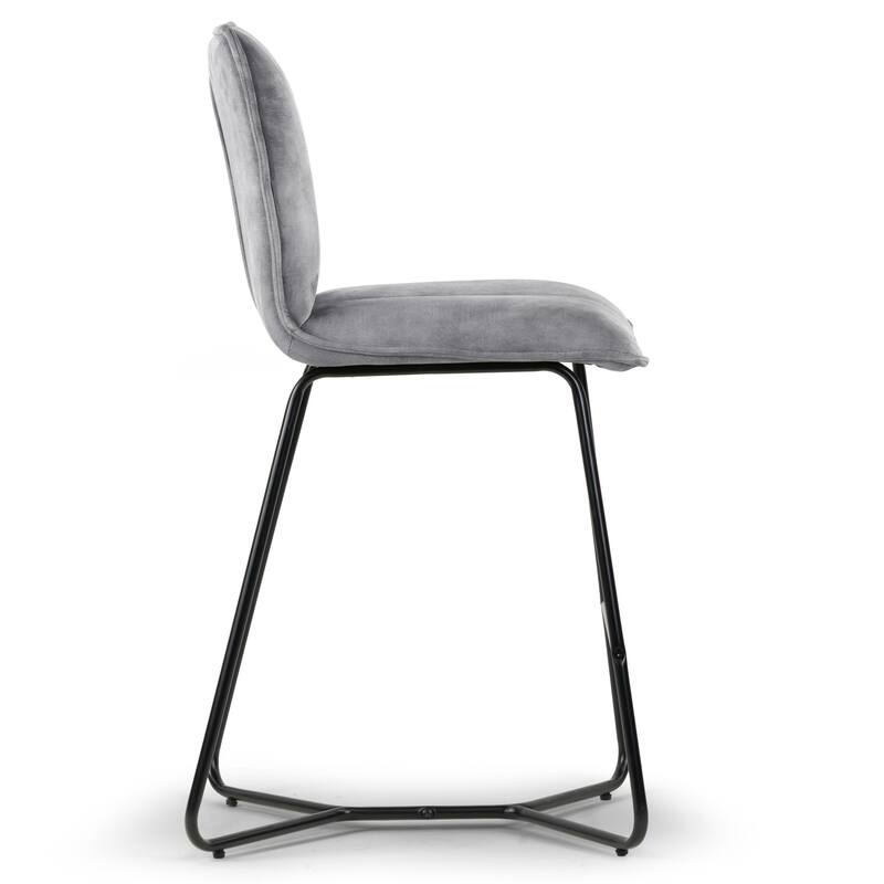 Set of 2 Avent Grey Fabric Counter Stool with Black Metal Legs Bed Bath & Beyond 36724954