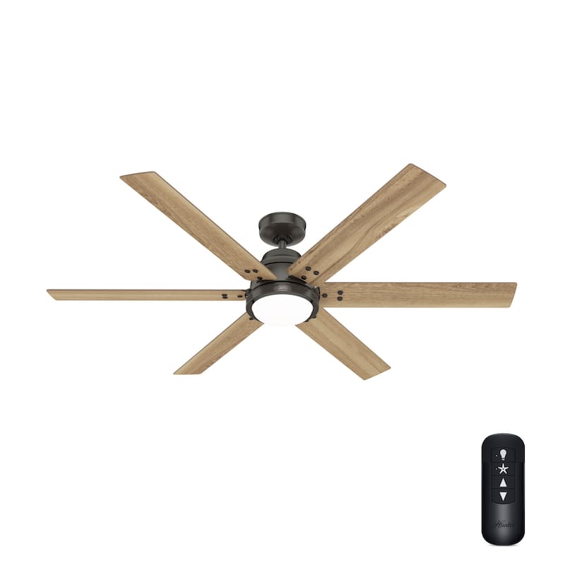 Hunter Wi-Fi Gravity Windmill Ceiling Fan w/LED Light Kit and Handheld Remote - Rustic, Transitional - SMART FAN! ENERGY STAR!