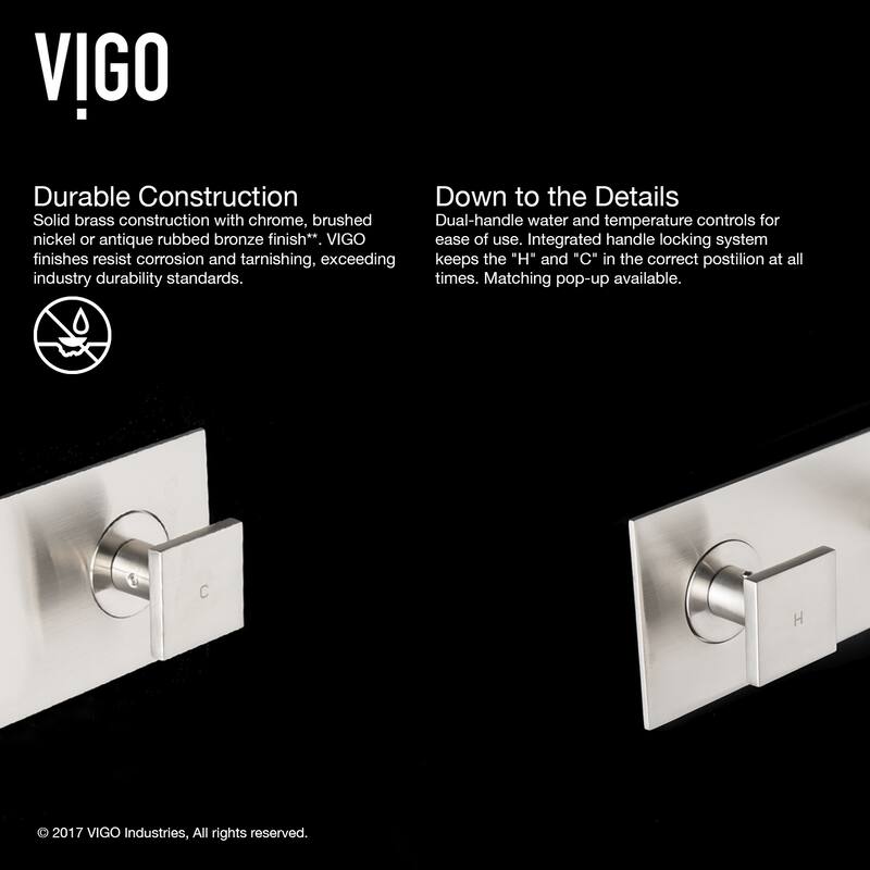 VIGO Titus 3" H 2-Handle Wall Mount Bathroom Faucet