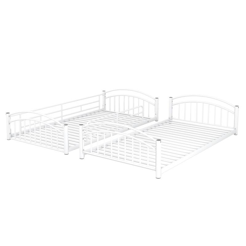 House Bunk Bed with Slide, Twin Over Twin Metal Bunk Bed with Roof and