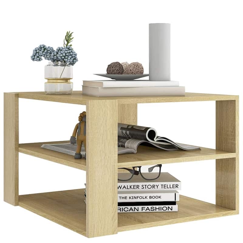 vidaXL Coffee Table Sonoma Oak 24"x24"x16" Chipboard