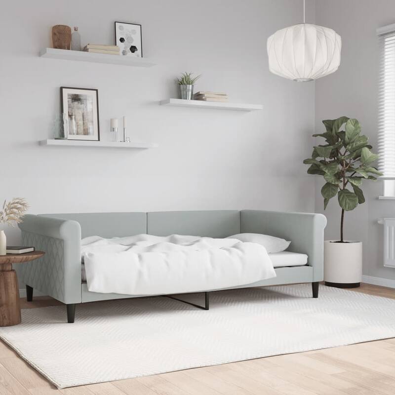 vidaXL Day Bed Upholstered Daybed Sofa Bed for Bedroom Living Room Velvet - Light gray