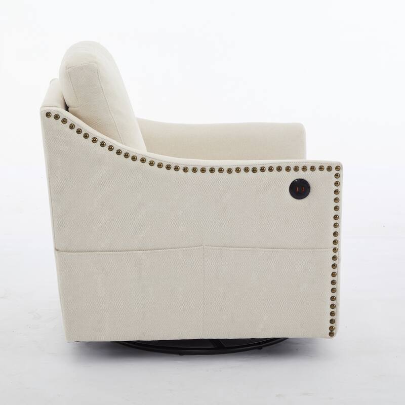 Swivel Armchair: Comfortable Seating with USB Port and Magazine Holders