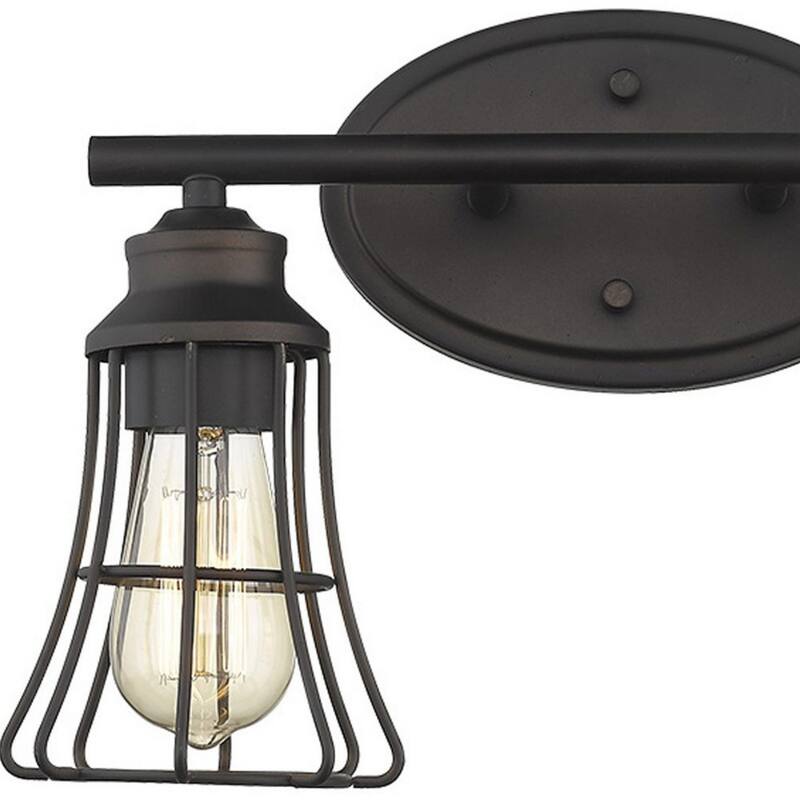 2-Light Hardwired Flush Mount Bronze Wall Sconce with and Damp Rated Fixture for Bathroom or Hallway - 9.25"H x 15.5"W x 6.25"D