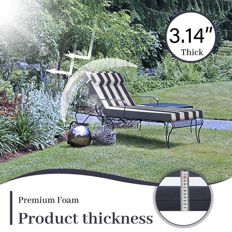 Outdoor Chaise Lounge Cushion, Thicken Waterproof Replacement Back Chaise Cushions for Pool, Sand Beach