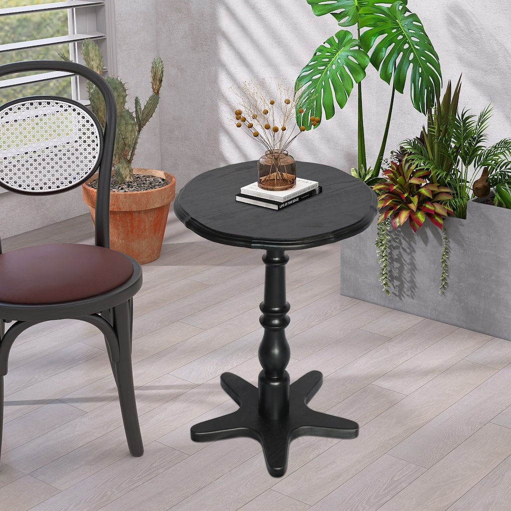 15.75 inch Round Small End Table, Wooden Pedestal Side Coffee Tables, Vintage Accent Nightstand