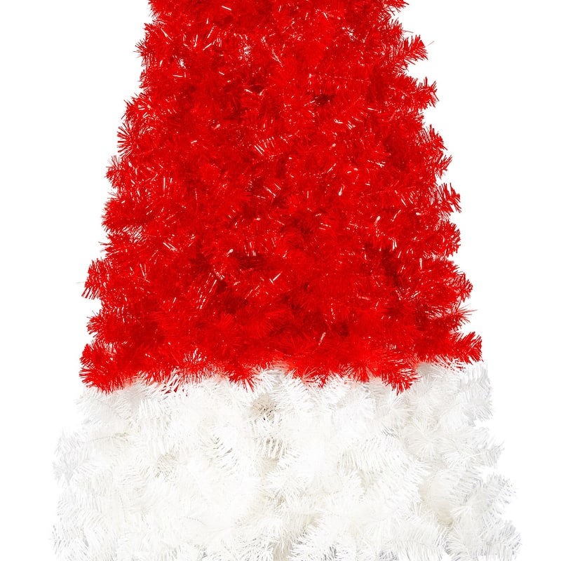 Santa's Hat Shape Artificial Whimsical Xmas Tree with 1050 Tip - Red