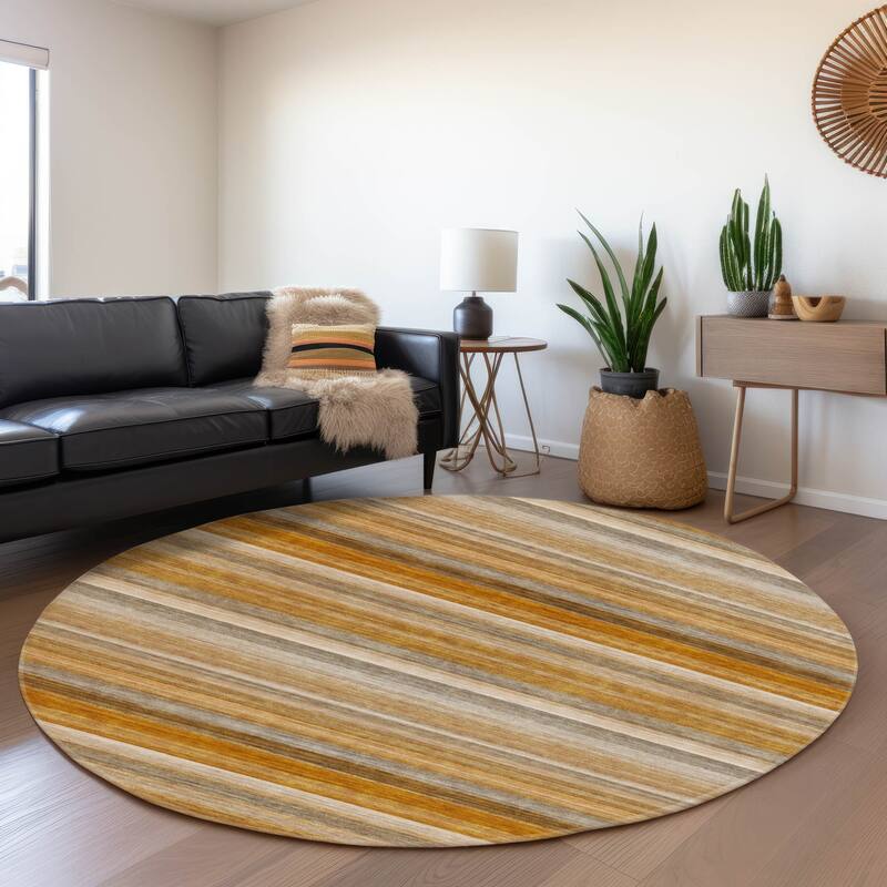 Premium Washable Super Soft Ombre Stripes Mayfield Rug - Paprika - 8' x 8' - Round