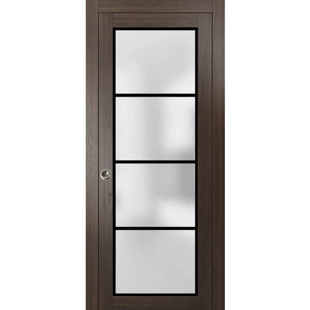 French Pocket Door 18 x 80 Planum 2132 Chocolate Ash Kit Trims Rail