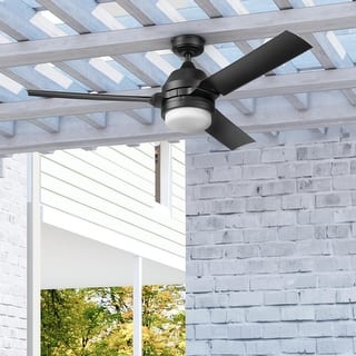54" Honeywell Port Isle Wet Rated Outdoor Ceiling Fan with Light, Remote Control, Weather Resistant Blades