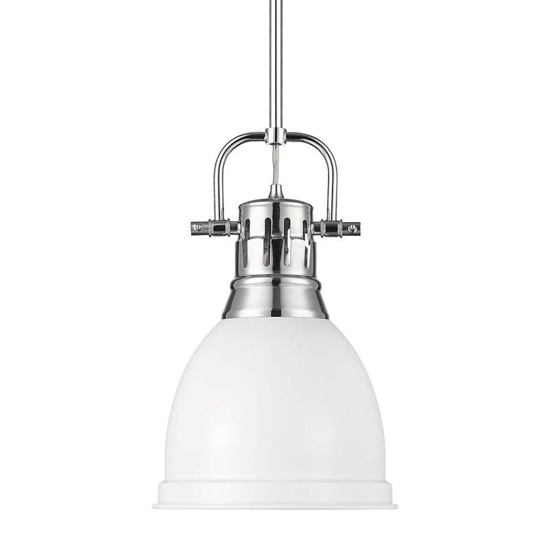 Golden Lighting 3604-S CH Duncan 9" Wide Mini Pendant - Matte Black / Matte White