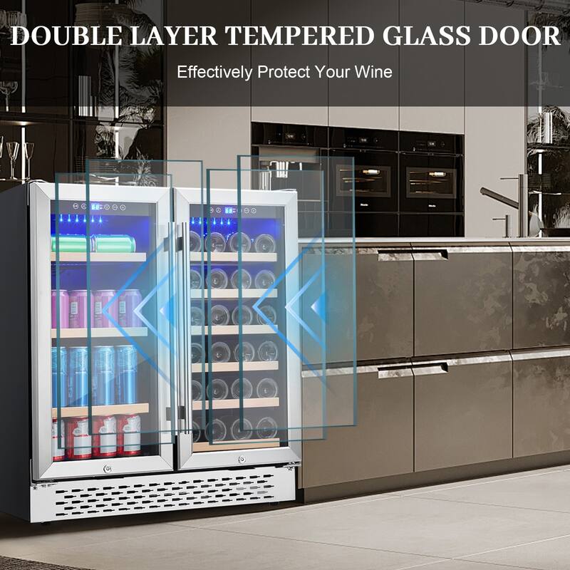30-Inch Dual Zone Wine and Beverage Refrigerator with Glass Door