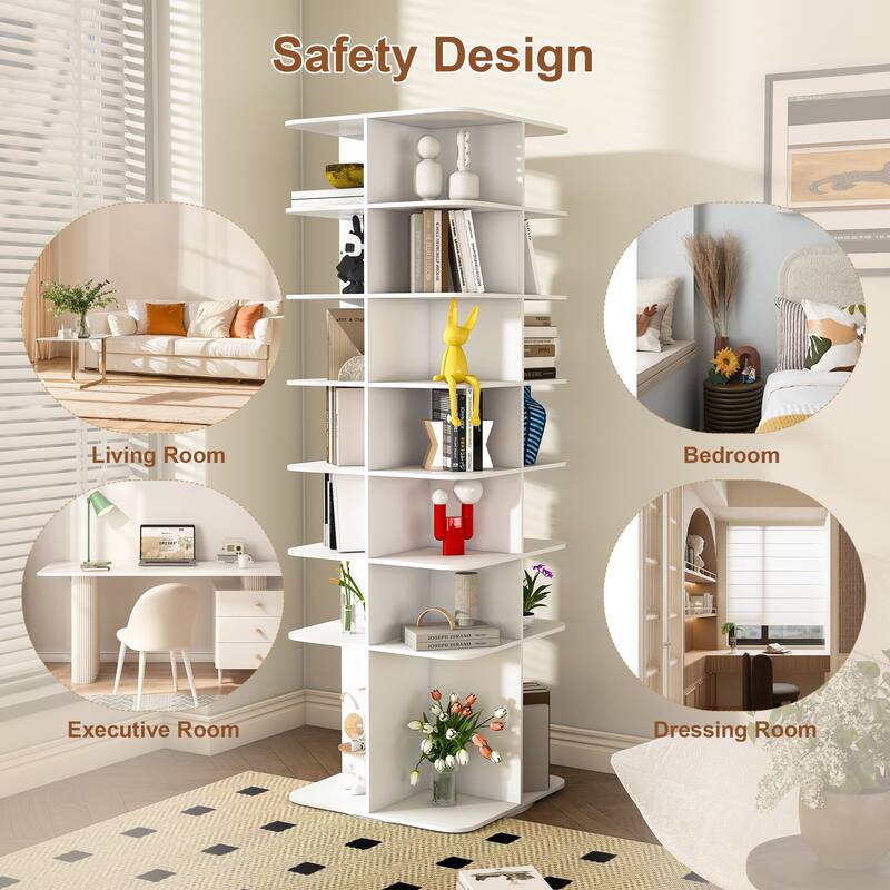 Rotating Shoe Rack Tower, 7-Tier Spinning Shoe Rack, Free Standing 360°Revolving Shoe Organizer, High Bottom Design