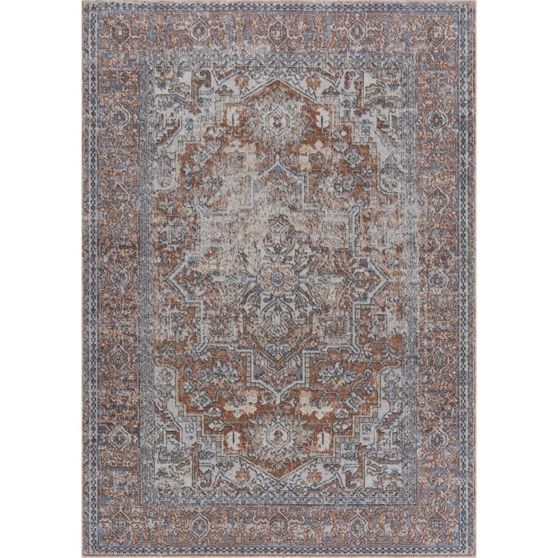 Hauteloom Manhattan Machine Washable Oriental Persian Medallion Vintage Distressed Area Rug