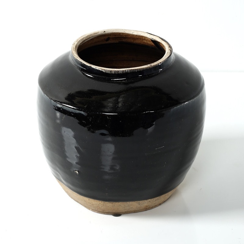 Artissance Medium Vintage Oil Pot With Black Glaze, 8 Inch Tall (Size & Finish Vary)