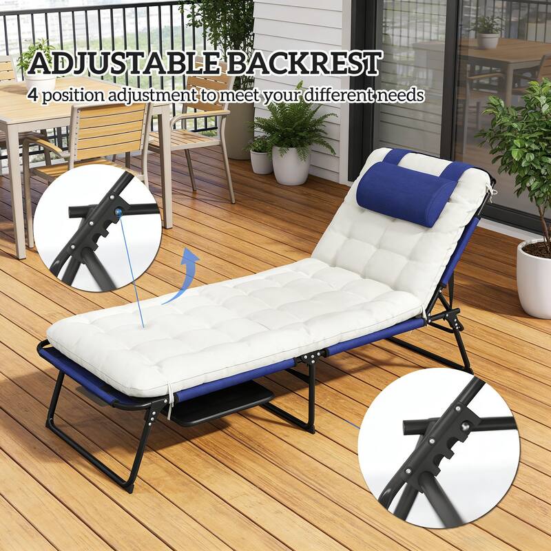 GDFStudio - Karlsson Folding Outdoor Lounger with Adjustable Full-Body Comfort Design - Chaise Lounge