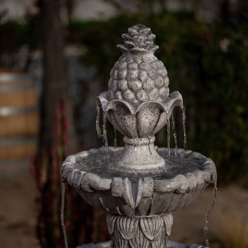 XBrand 58.3" Leaf Classic Bird bath Water Fountain, 3-Tier, Outdoor Garden, With Pump, Resin, Gray