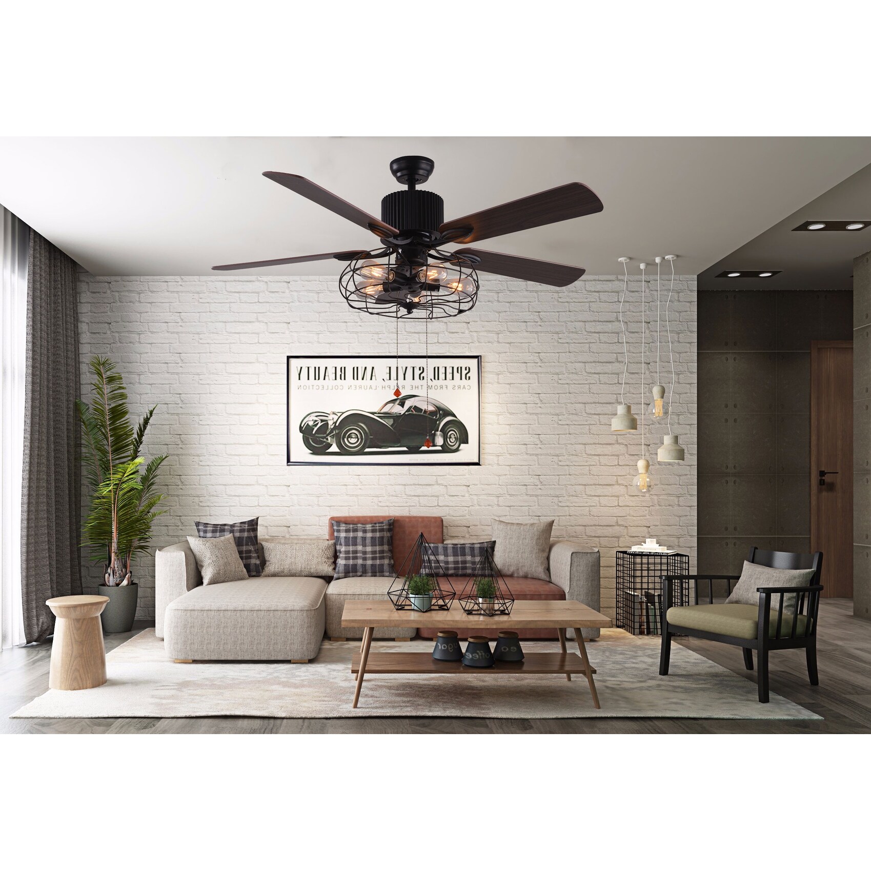 Shop Black Industrial Ceiling Fan With Remote Control 5 Wood
