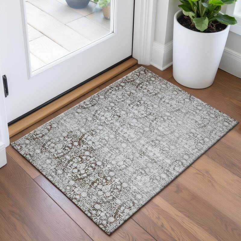 Premium Washable Super Soft Vintage Traditional Mayfield Rug - Chocolate - 1'8" x 2'6"