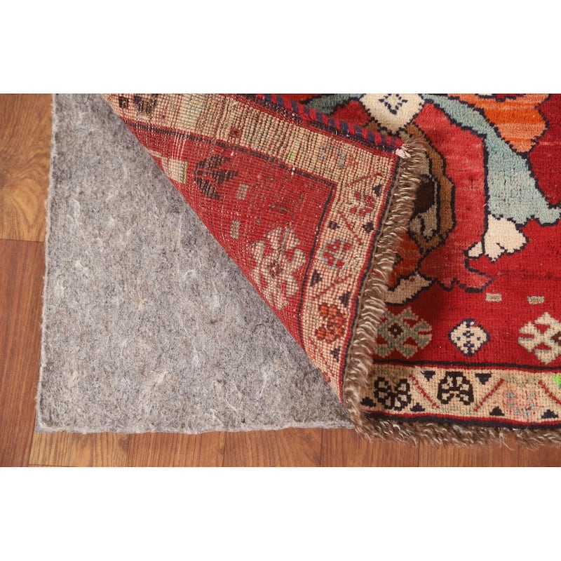 Geometric Red Shiraz Persian Vintage Square Rug Handmade Wool Carpet - 2'0" x 1'10"
