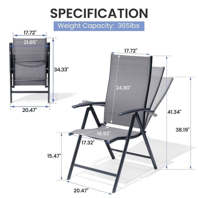 2/4/6-piece Folding Patio Chair Set Outdoor Adjustable Dining Chairs
