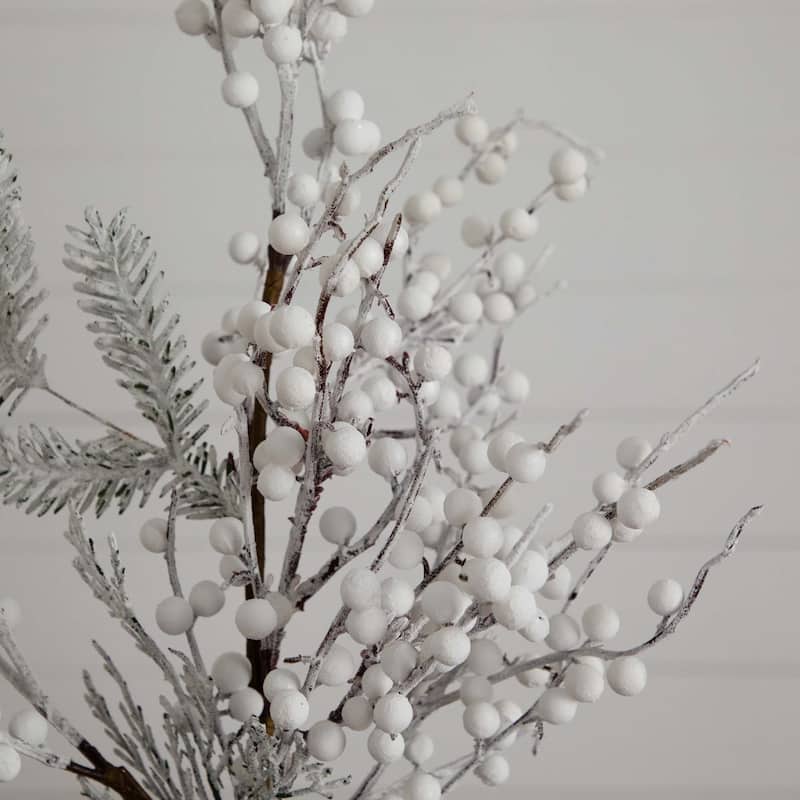 Flocked Berry Artificial Christmas Stem Sprays - 30" - White - Set of 3