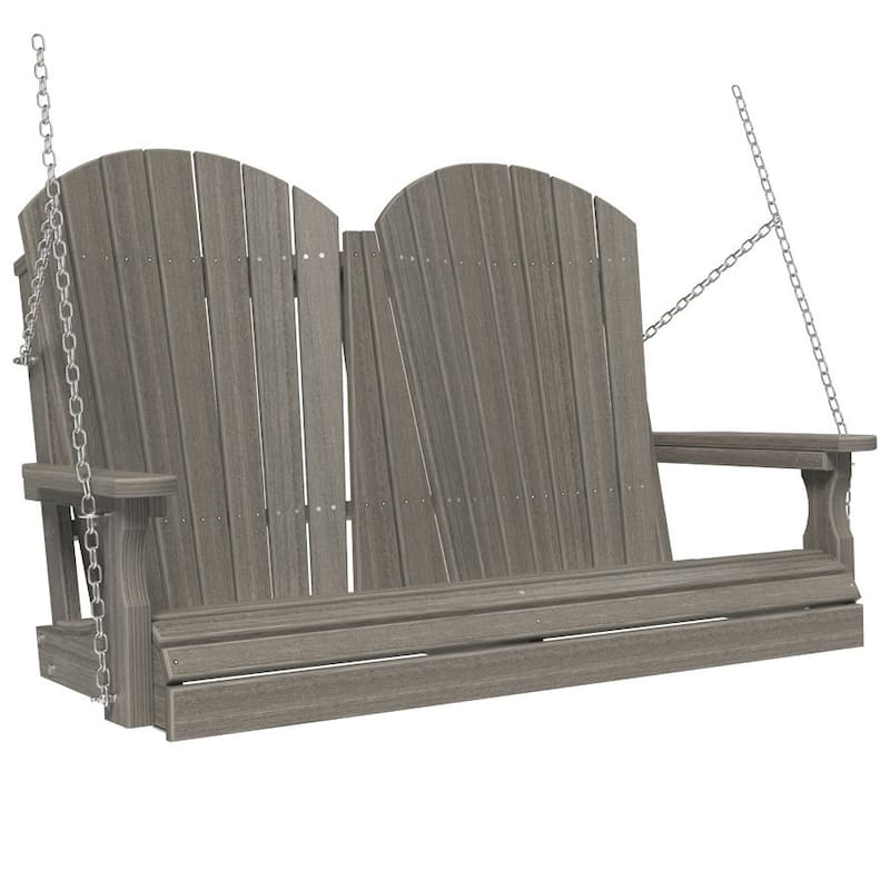Poly Lumber Adirondack Swing - 4' - Coastal Gray Woodgrain