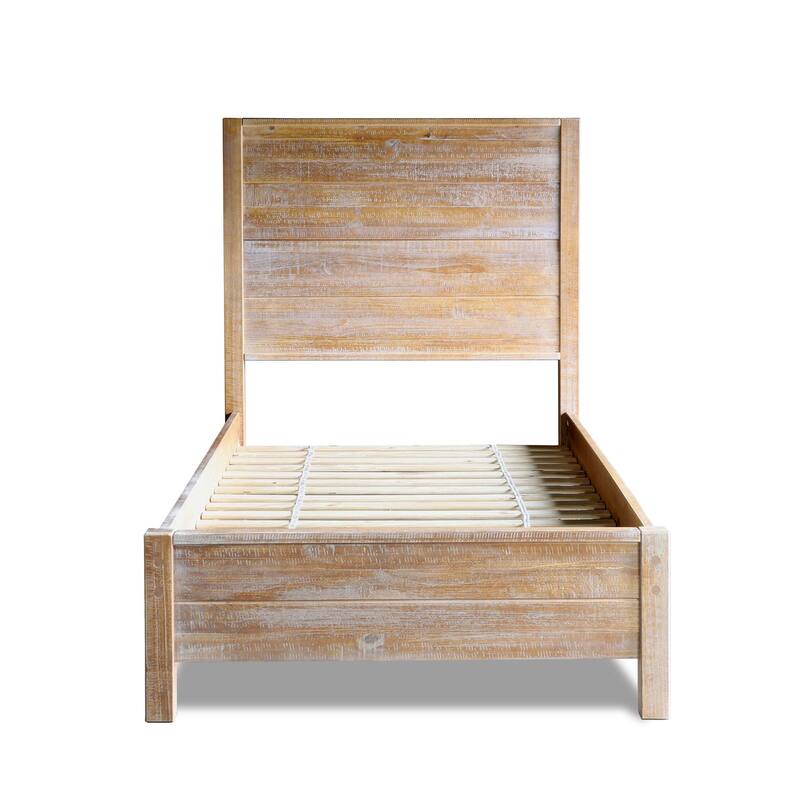 Grain Wood Furniture Montauk Distressed Solid Wood Panel Bed - Driftwood - Twin