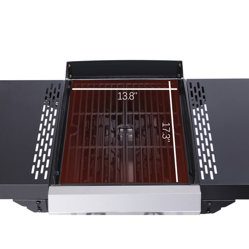 2-Burner Propane Gas BBQ Grill, Pizza Box, 24600BTU Output With Wire Enamel Cooking Grids For Outdoor Barbecue