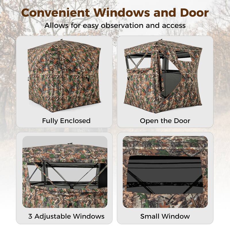 Gymax Camouflage Hunting Blind for 3-4 People w/ Carrying Bag
