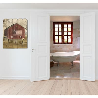 TrendyDecor4U Traditional "Flag Barn" Printed Wall Art on a Wood Fence by Billy Jacobs