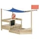 preview thumbnail 1 of 5, Kids Sandbox with Cover and Canopy for Shade and Bottomless Design - Natural-Blue - 70.75" L x 36" W x 56.75" H Natural-Blue