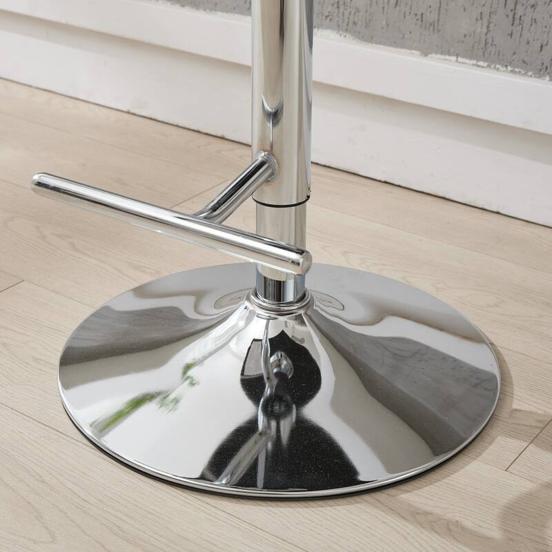 Thick Chrome Swivel Velvet Barstools,Adjustable Height,Modern Upholstered,Sponge&Spring（Set of 2)