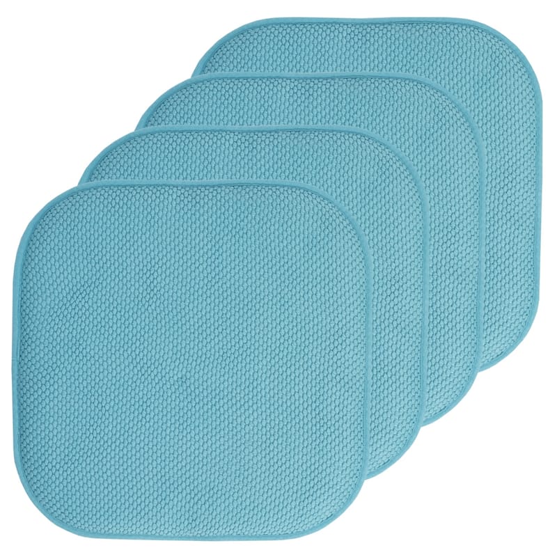 16-in. Square Non-slip Memory Foam Seat Cushions (2 OR 4) - 16 X 16 - Set of 4 - Teal