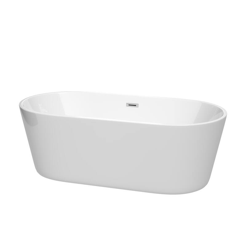 Wyndham Collection Carissa 67" Free Standing Acrylic Soaking Tub with - White / Polished Chrome Trim