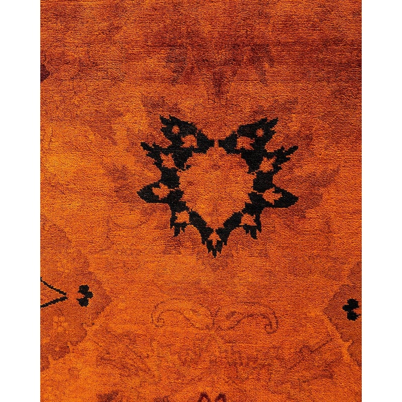 Overdyed, One-of-a-Kind Hand-Knotted Area Rug - Orange - 9' 0" x 12' 2"