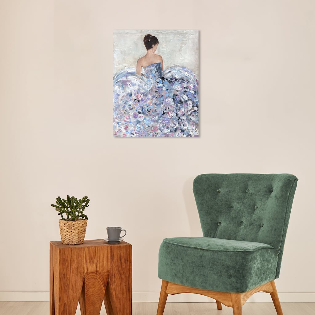 Wynwood Studio Fashion and Glam Dreamy Girl White and Pastel Purple French Country Wall Art Canvas Print