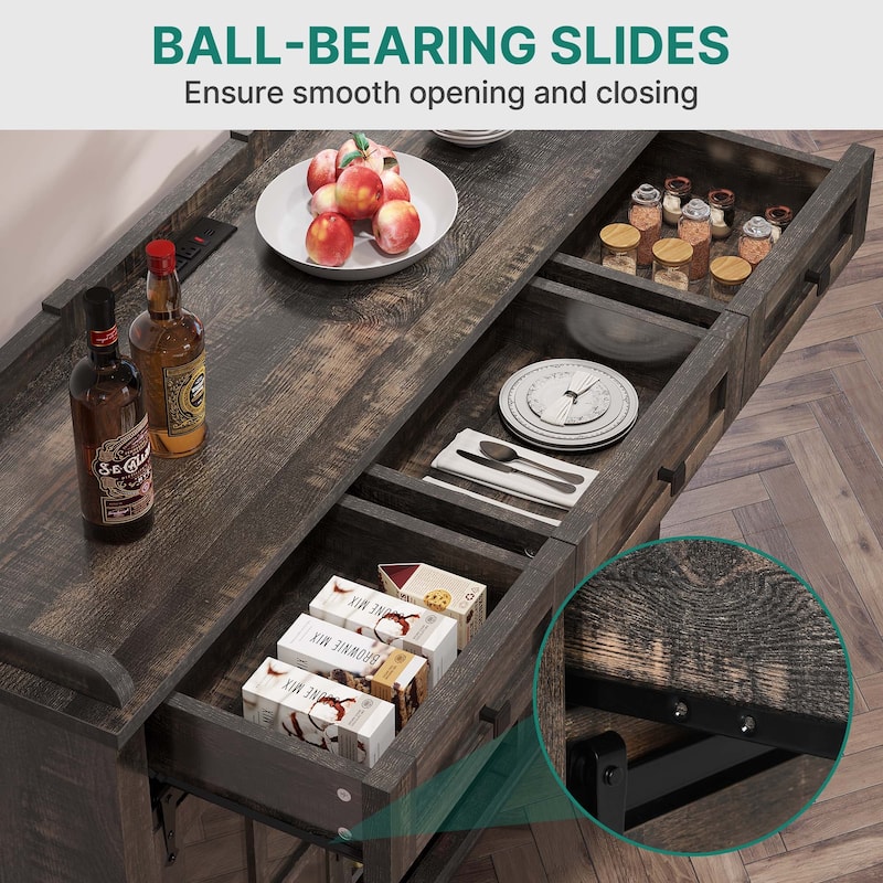 Moasis Sliding Barn Door Wine Bottle Storage with USB Ports and Outlets