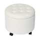 preview thumbnail 12 of 20, Adeco 20" Wide Button Tufted Round Storage Ottoman with Casters
